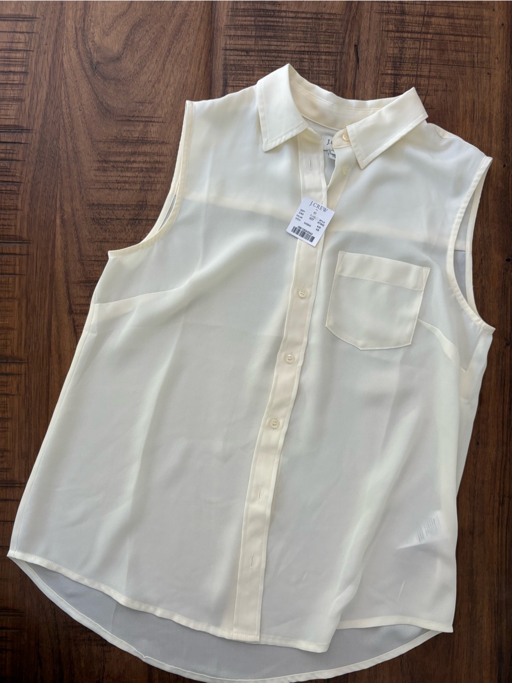 J. Crew Cream Sleeveless Button-Front Shell